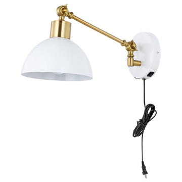 Lisa 18" Swing Arm Modern Midcentury Iron USB Charging Port LED Sconce - JONATHAN Y